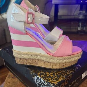 Pink and White platform sandals